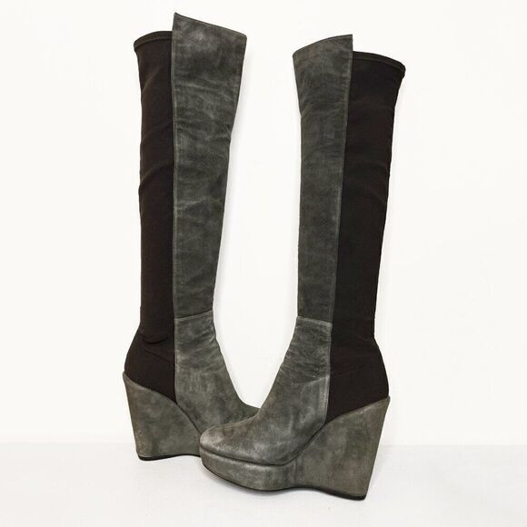 Stuart Weitzman Demiswoon Suede Wedge Heel Over The Knee Boots - Picture 6 of 9